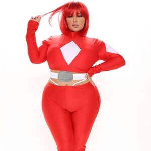 “Powerful Sexy Superhero” Red Power Rangers Costume